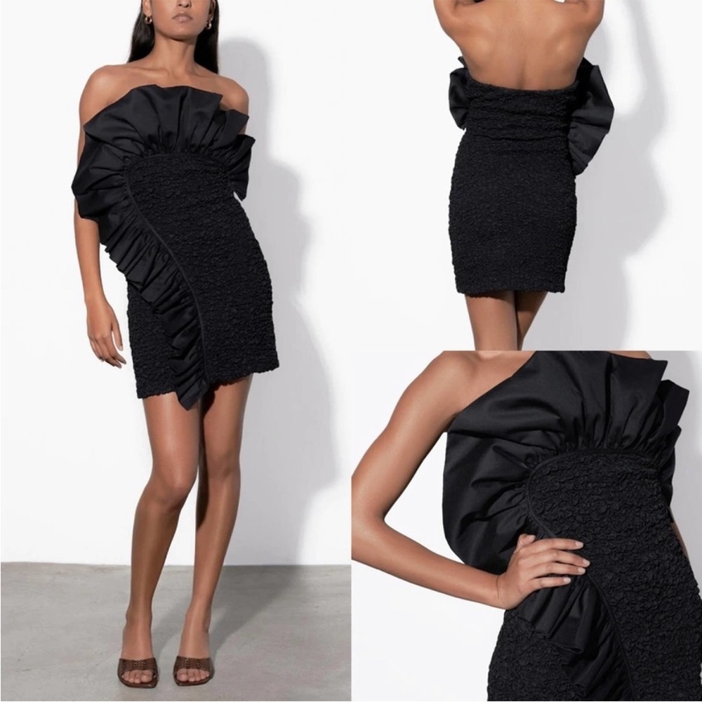 EUC MARA HOFFMAN BLACK POPCORN ALYCIA MINI DRESS $650 S - Picture 6 of 13